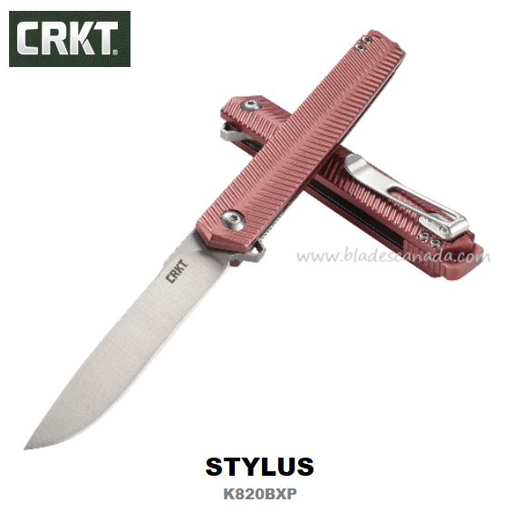 CRKT Stylus Flipper Folding Knife, 12C27 Sandvik, Aluminum Handle, CRKTK820BXP